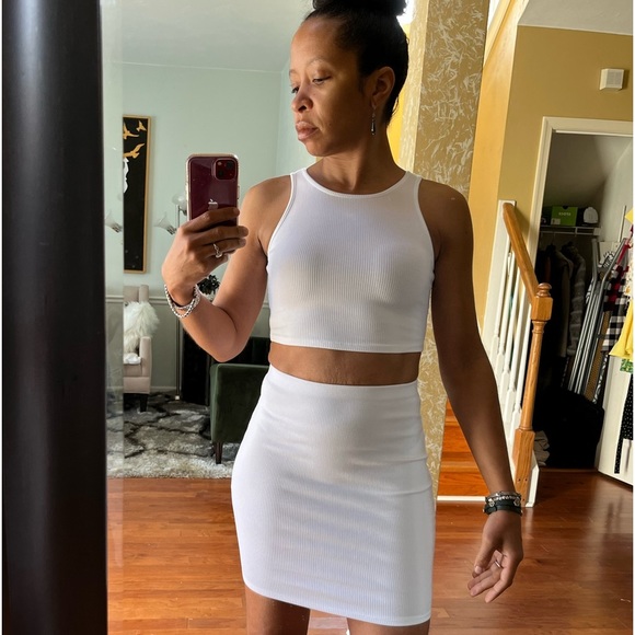 SOLD Fashion Nova White Snatched Skirt Set - Picture 2 of 5